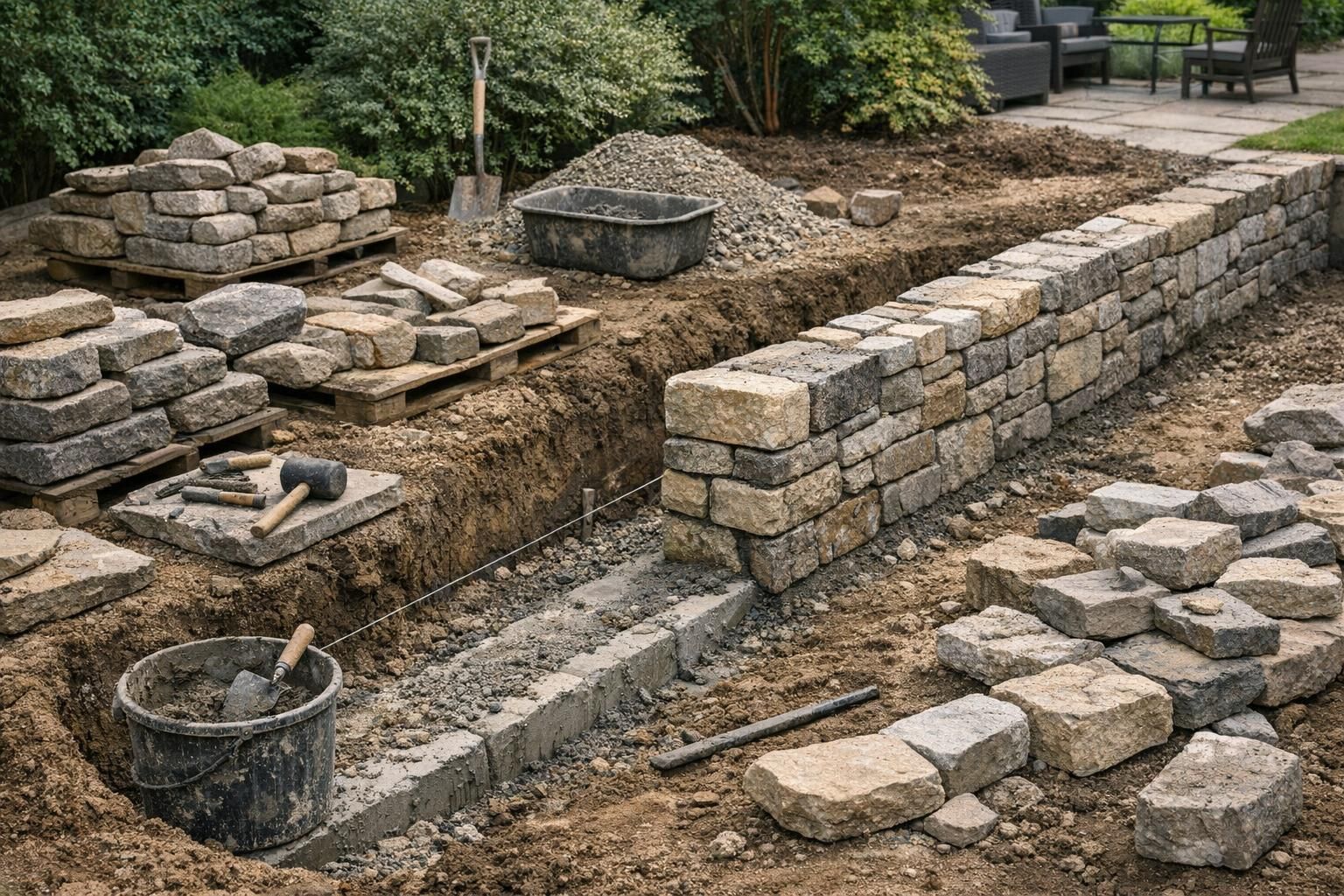 Construction d'un muret en pierre : chiffrage détaillé