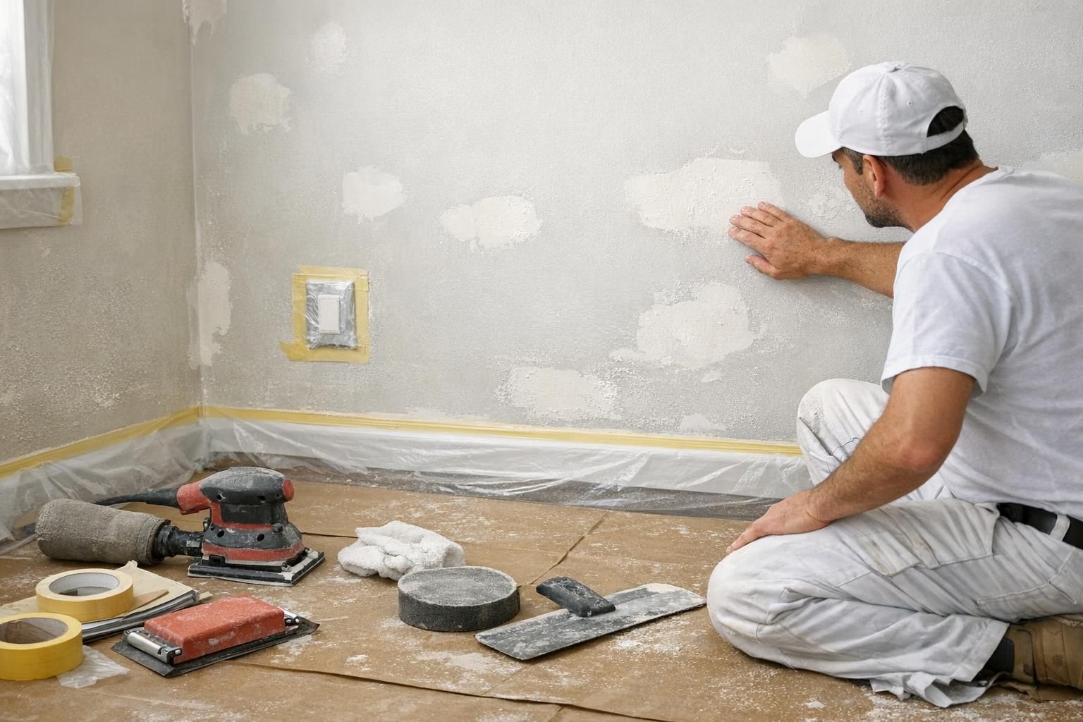 Préparation soignée d’une pièce avant travaux de peinture intérieure