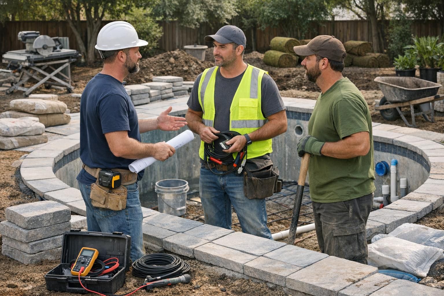 Coordination d'un chantier de piscine enterrée entre plusieurs corps d'état
